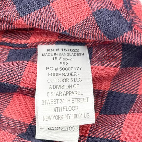 Eddie Bauer Men Flannel Shirt XL Red Plaid Supersoft Stretch Fall Cozy Cabincore - Picture 8 of 9